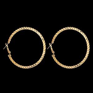 18kt Yellow Gold Plated Large Flat Chain Hoop Earrings